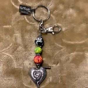 Suzy Toronto Heart & Bead Bag Charm Keychain NWT.